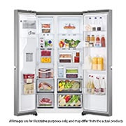 LG 674L side-by-side-fridge with Smart Inverter Compressor in Platinum Silver, 617L side-by-side-fridge with Smart Inverter Compressor in Platinum Silver, GS-L6172PZ, thumbnail 2