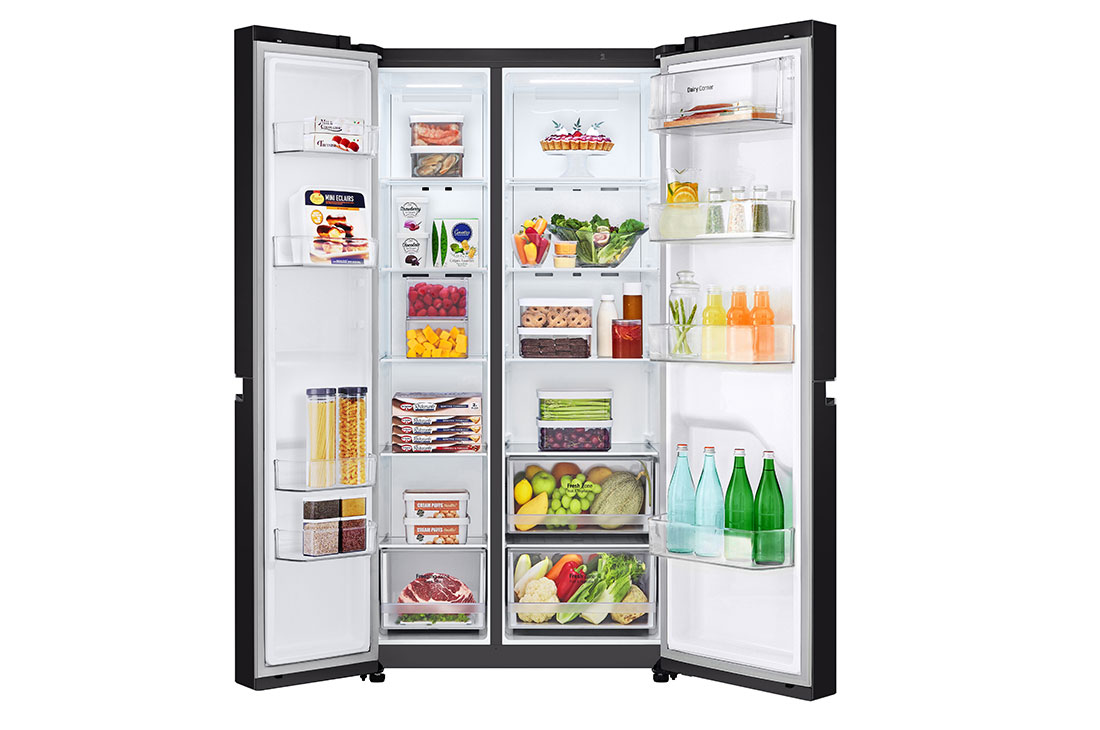 LG 688L side-by-side-fridge with Linear Compressor in Western Black, GS-B6432WB, GS-B6432WB, thumbnail 2