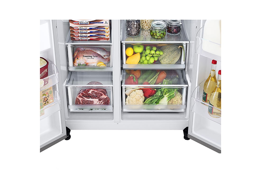 LG 694L side-by-side-fridge with Linear Compressor in Platinum Silver, 	 GS-B6472PZ, GS-B6472PZ, thumbnail 4