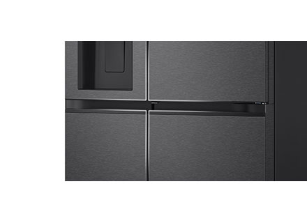 The handle design of the refrigerator magnified with gradient white lines