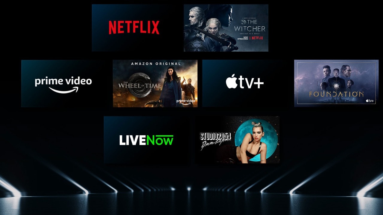 Image showing a variety of OTT services with their respective shows beside each logo.