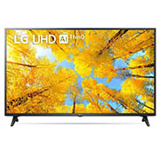 LG UQ75 43 inch 4K Smart UHD TV, Front view With Infill Image and Product logo, 43UQ7550PSF, thumbnail 1