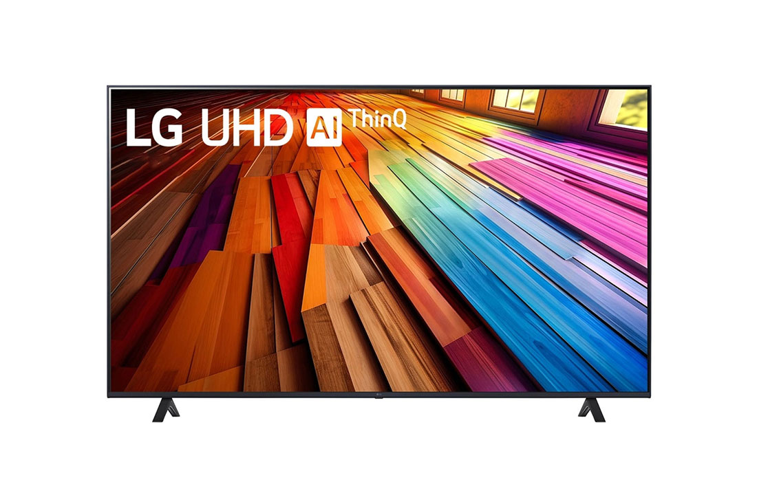 LG UHD TV AI UT80 75 inch 4K Smart TV  | Magic Remote | Wall Mounted | TV Stand | Ultra HD 4K resolution | AI ThinQ™, Front view of UT80 with LG UHD AI ThinQ, and 2024 on screen, 75UT8050PSB