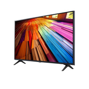 LG UHD TV AI UT80 43 inch 4K Smart TV  | Magic Remote | Wall Mounted | TV Stand | Ultra HD 4K resolution | AI ThinQ™, Slightly-angled left-facing side view of UT80, 43UT8050PSB, thumbnail 3