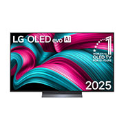 LG 55 inch LG OLED evo AI TV C5 144Hz Gaming Mode* Dolby Vision & HDR10 4K UHD (2025), Front view of LG OLED evo AI C5 4K Smart TV. 12 Years of world number 1 OLED emblem and LG OLED evo AI 2025 logo are on the screen., OLED55C5PSA, thumbnail 1