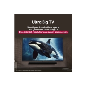 LG 75 Inch LG UHD AI UA84 4k Smart TV 2025, LG TV with an impressively large screen mounted on a wall above a LG Soundbar in a modern style living room., 75UA8450PSA, thumbnail 9