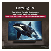 LG 86 Inch LG UHD AI UA84 4k Smart TV, LG TV with an impressively large screen mounted on a wall above a LG Soundbar in a modern style living room., 86UA8450PSA, thumbnail 8
