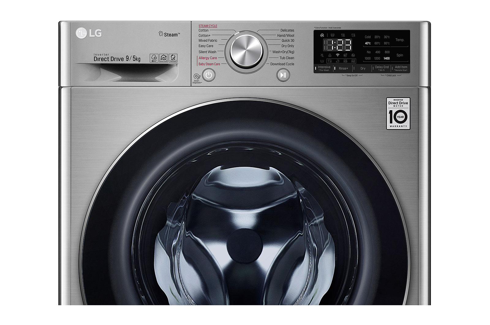 9/5KG LG ThinQ™ Front Load Washer Dryer in Silver LG NP