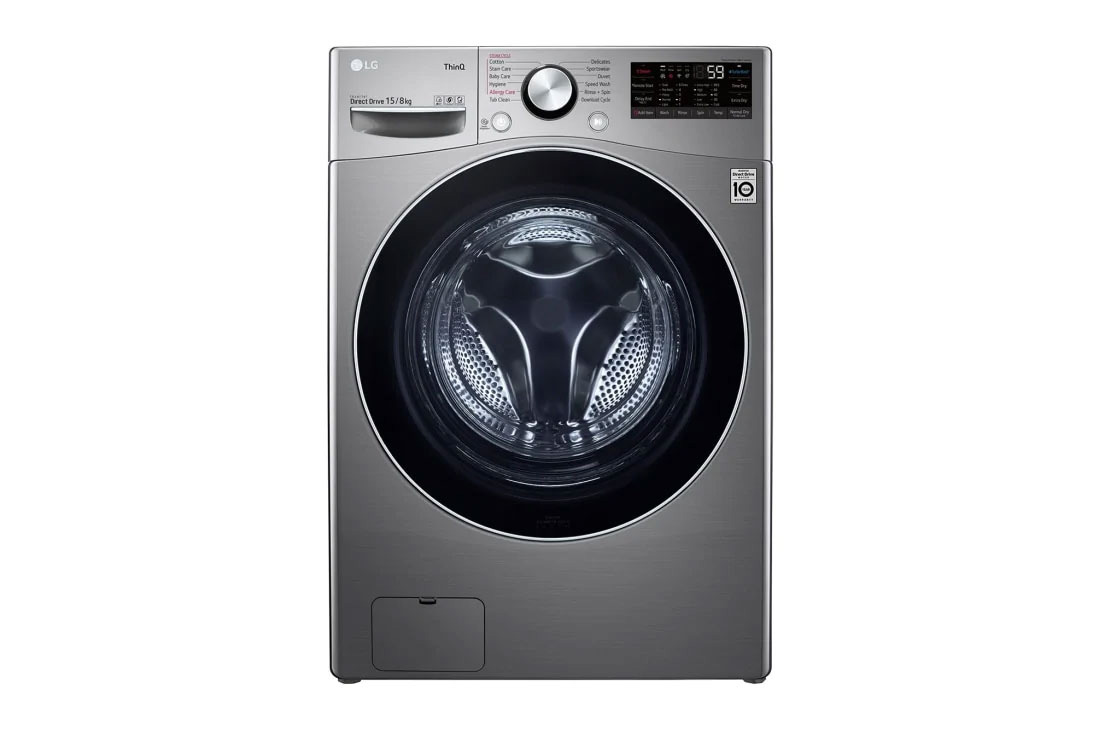 LG Front Load Washer Dryer with AI Direct Drive™, 15/8KG, front view, F2515RTGV