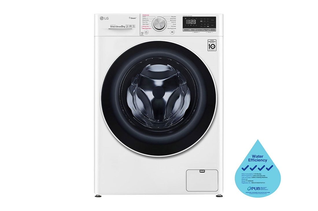 LG 8kg, AI Direct Drive Front Load Washing Machine, FV1408S4WN, FV1408S4WN