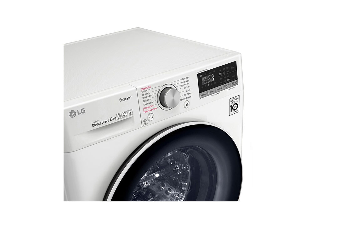 8KG Steam Front Load Washing Machine in White LG NP