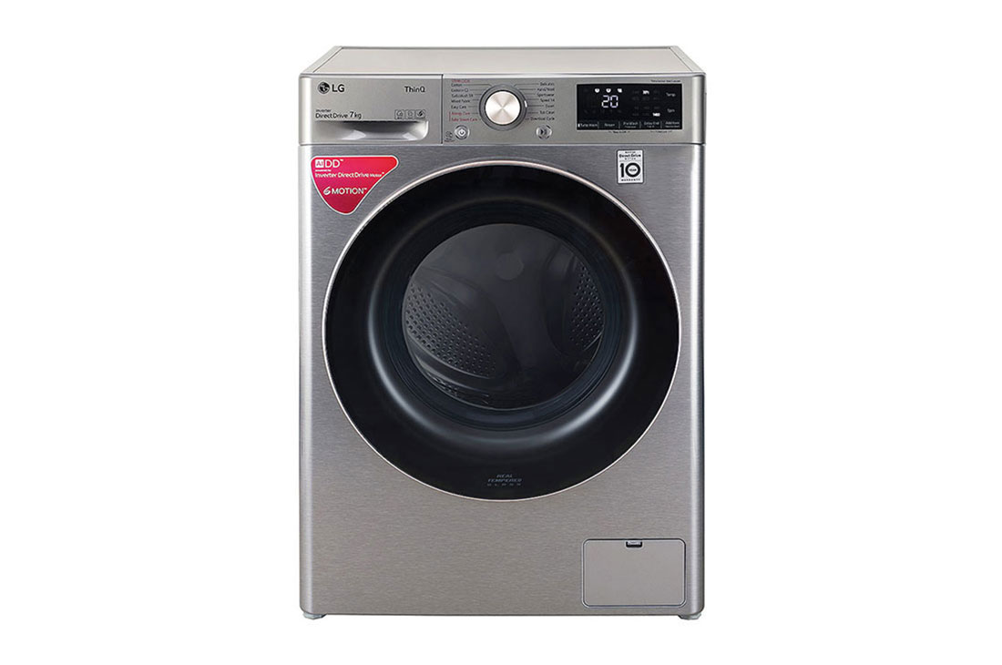 LG 7.0 kg, Front Load Washing Machine with AI Direct Drive™ Washer with Steam™ & TurboWash (FV1207S4P),  Front View, FV1207S4P
