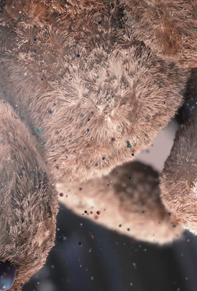 There is a teddy bear in the dryer. During the drying process, house dust mites and the like are being removed.