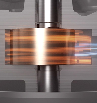 The motor of the conventional inverter is rotating at the same speed.