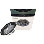 LG 21/16kg AI DD™ Front Load WashTower™, Front (only the front door of the dryer is open), WT2116NHEG, thumbnail 4