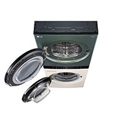 LG 21/16kg AI DD™ Front Load WashTower™, Top Down Product View (with two doors open for dryer and washer), WT2116NHEG, thumbnail 10