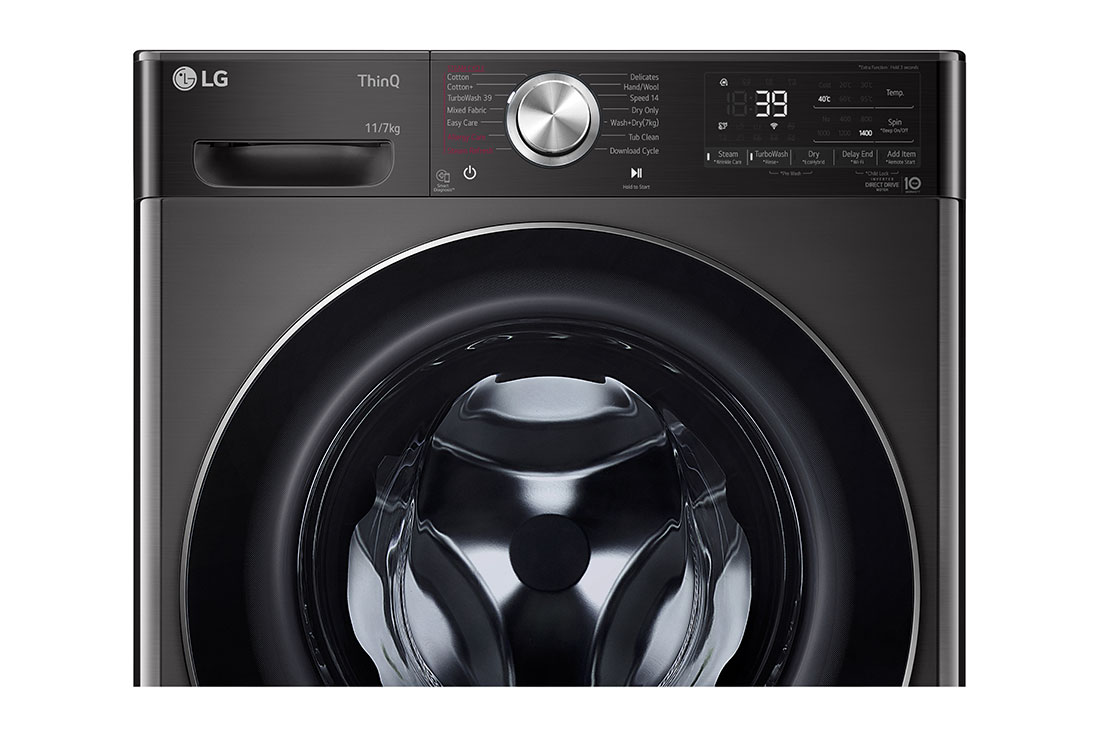 LG 11/7kg, AI Direct Drive Front Load Washer Dryer, Panel view, FV1411H2B, thumbnail 5
