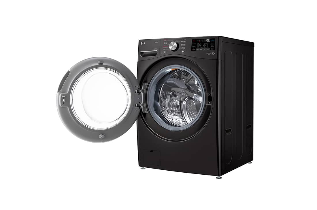 LG 21/12kg, AI Direct Drive Front Load Washer Dryer in Black Steel, Right view door open, F2721HVRB, thumbnail 8