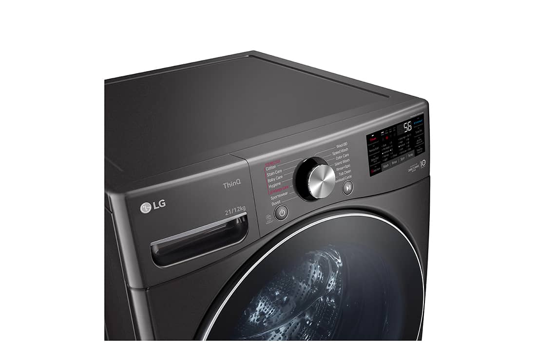 LG 21/12kg, AI Direct Drive Front Load Washer Dryer in Black Steel, Panel view, F2721HVRB, thumbnail 9