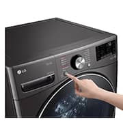 LG 21/12kg, AI Direct Drive Front Load Washer Dryer in Black Steel, Panel view with hand, F2721HVRB, thumbnail 11