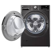 LG 21/12kg, AI Direct Drive Front Load Washer Dryer in Black Steel, Front door open, F2721HVRB, thumbnail 7