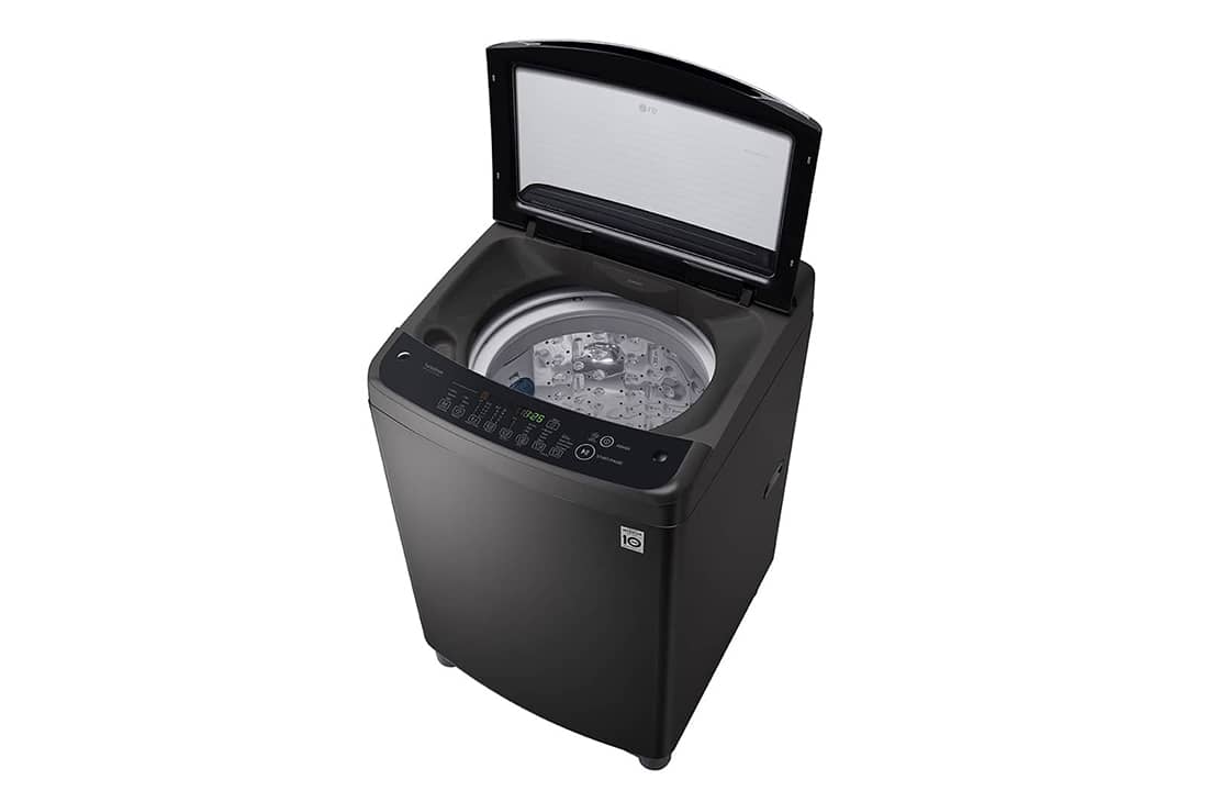 LG 10kg Smart Inverter Top Load Washing Machine in Middle Black, Right top with door open perspective, T2310VSAB, thumbnail 6