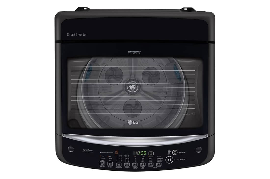 LG 10kg Smart Inverter Top Load Washing Machine in Middle Black, Top view, T2310VSAB, thumbnail 8