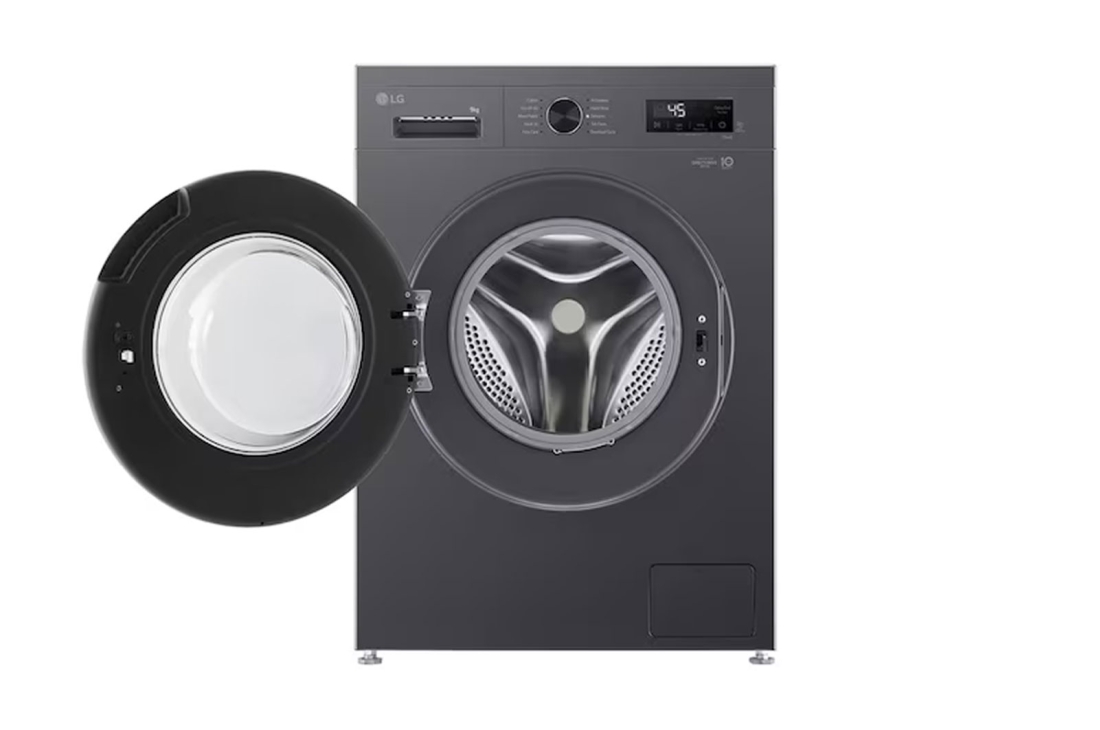 LG 9kg Front Load Washing Machine, front view open door, FB1208S6M1, thumbnail 2