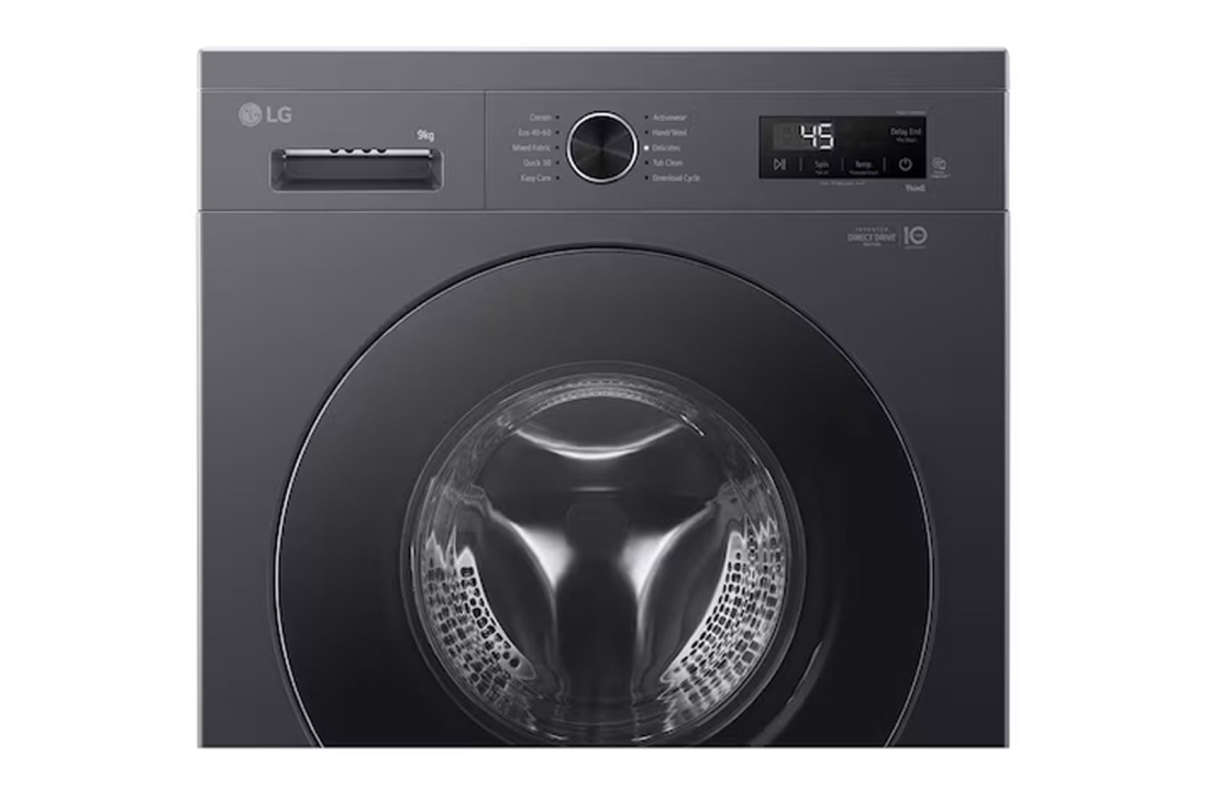 LG 9kg Front Load Washing Machine, front half image view, FB1208S6M1, thumbnail 5