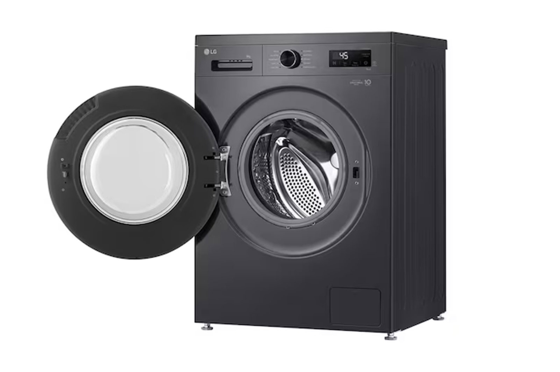 LG 9kg Front Load Washing Machine, right side open door view, FB1208S6M1, thumbnail 9