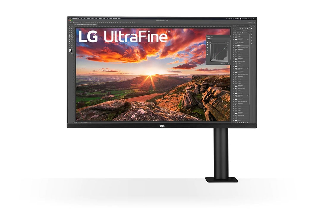 LG 32” Class UltraFine Display Ergo IPS Monitor with HDR10, Front View Monitor Arm On The Right, 32UN880-B