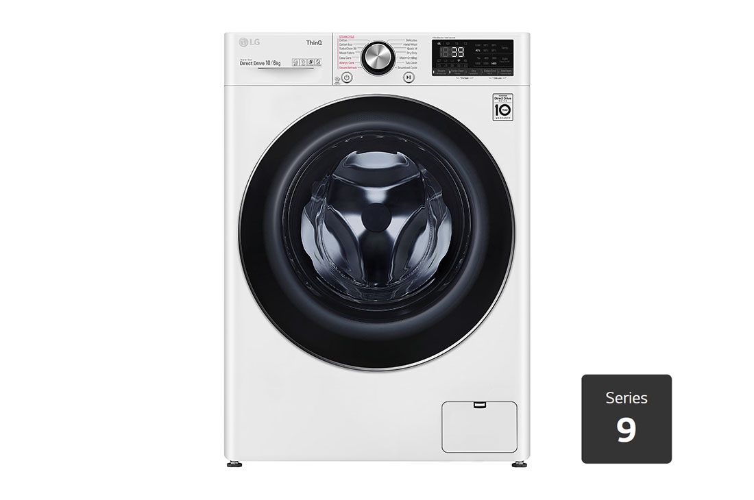 LG 10kg/6kg Front Load Washer Dryer Combo with Steam, WVC9-1410W, WVC9-1410W