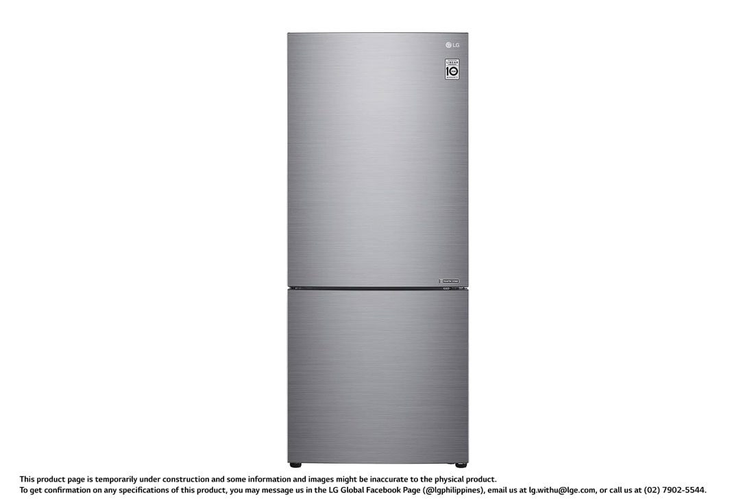 LG 15.9 cu.ft Bottom Freezer, Inverter Linear Compressor, Door Cooling+, 10 Year Warranty on Compressor, 2 Year Warranty on Parts and Service, GR-B519NLCZ