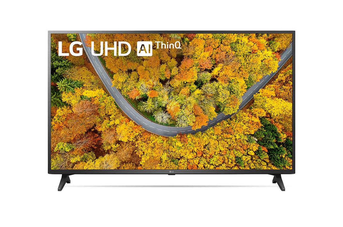 LG UP75 55inch 4K Smart UHD TV, front view with infill image, 55UP7550PSF