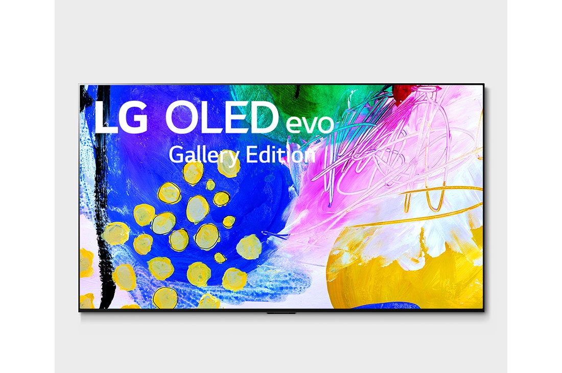 LG G2 65 inch evo Gallery Edition, Front view with LG OLED evo Gallery Edition on the screen, OLED65G2PSA
