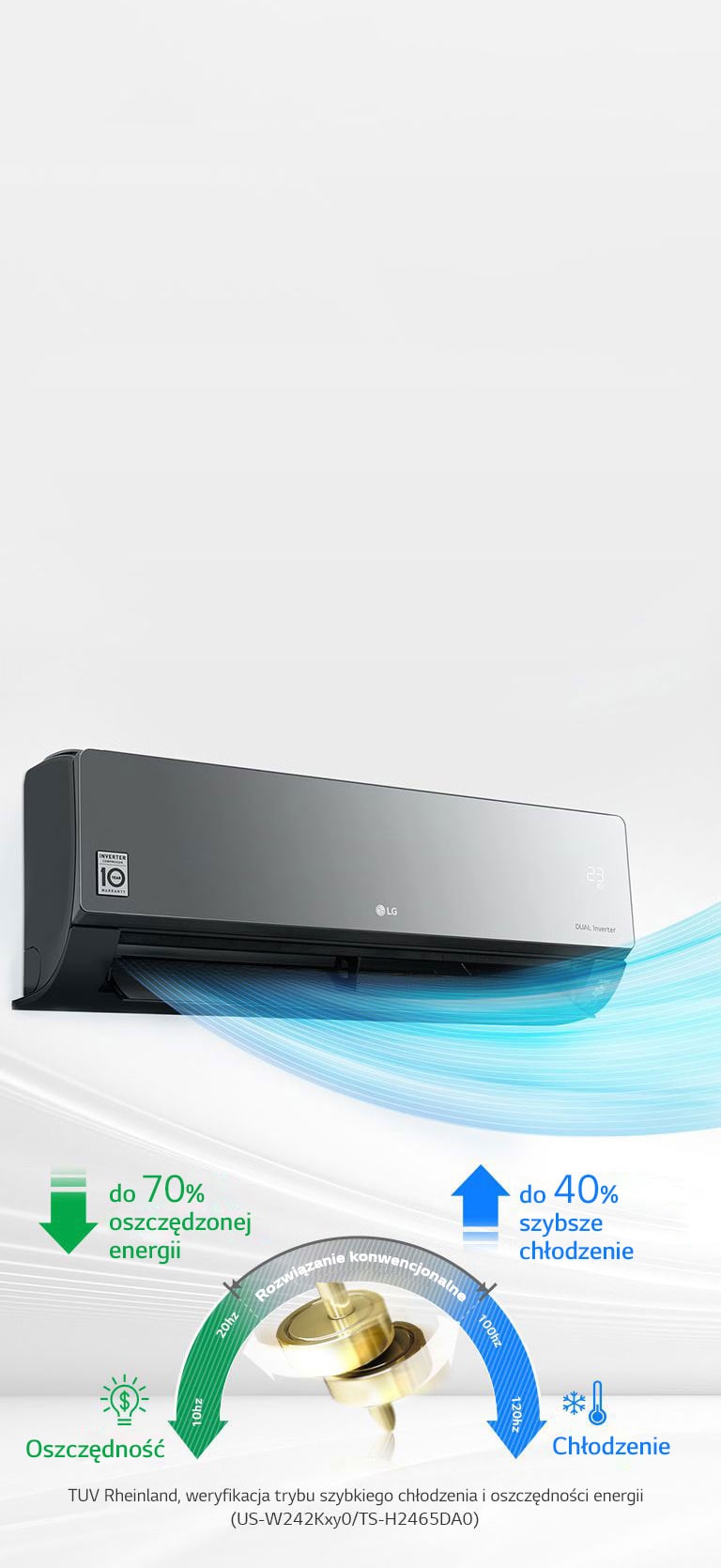 Klimatyzator LG Artcool Mirror AC12BQ z Jonizatorem i Wi-Fi