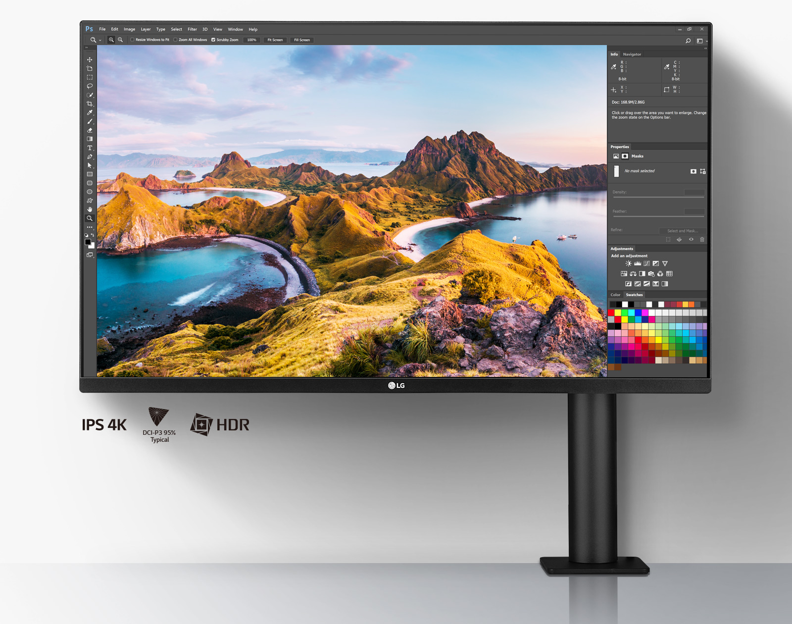 Ekran IPS UHD 4K: Duży i wyraźny obraz dający komfort wizualny, ekran IPS o przekątnej 31,5 cala, DCI-P3  95% (typ.), HDR