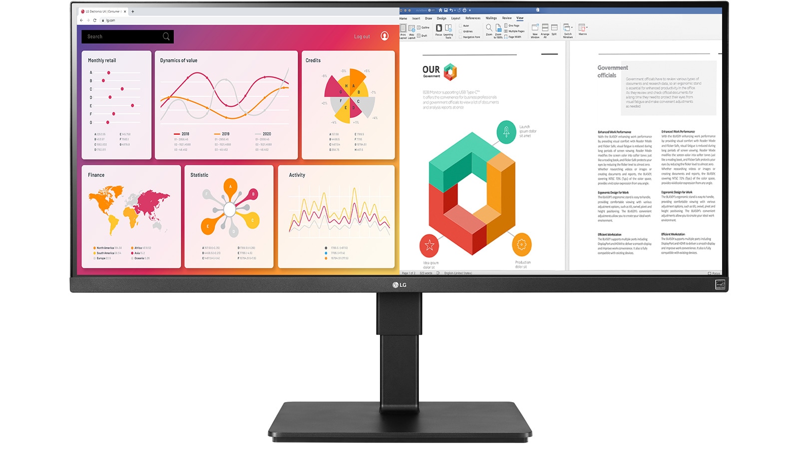 Monitor UltraWide™ QHD (o rozdzielczości 3440 x 1440 i proporcjach obrazu 21:9)