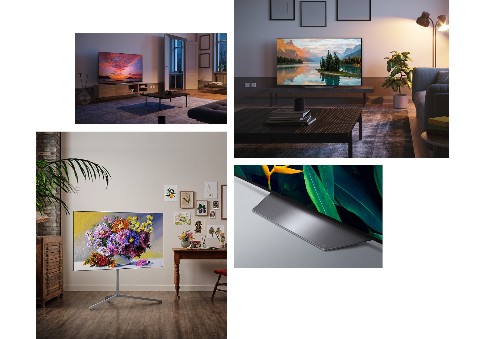 Telewizor LG OLED 77B23LA dzięki minimalistycznej i smukłej konstrukcji stanowi elegancki dodatek w pomieszczeniu zarówno wisząc na ścianie, jak i będąc umieszczonym na podstawie