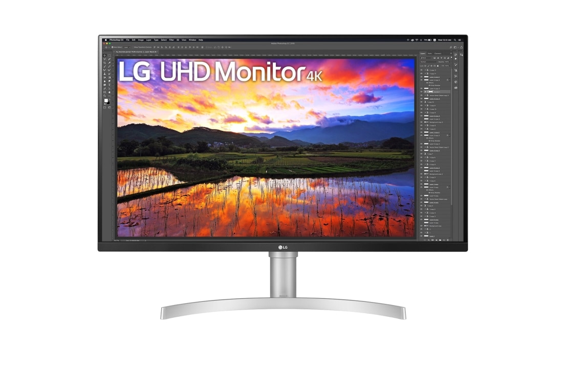 LG Monitor LG 32” UHD 4K IPS HDR 10 z wbudowanymi głosnikami 32UN650, Widok z przodu, 32UN650-W