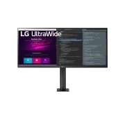 LG Monitor LG 34” UltraWide Ergo QHD IPS HDR z FreeSync™ i głośnikami 34WN780-B, widok monitora z przodu, ramię na środku, 34WN780-B, thumbnail 2