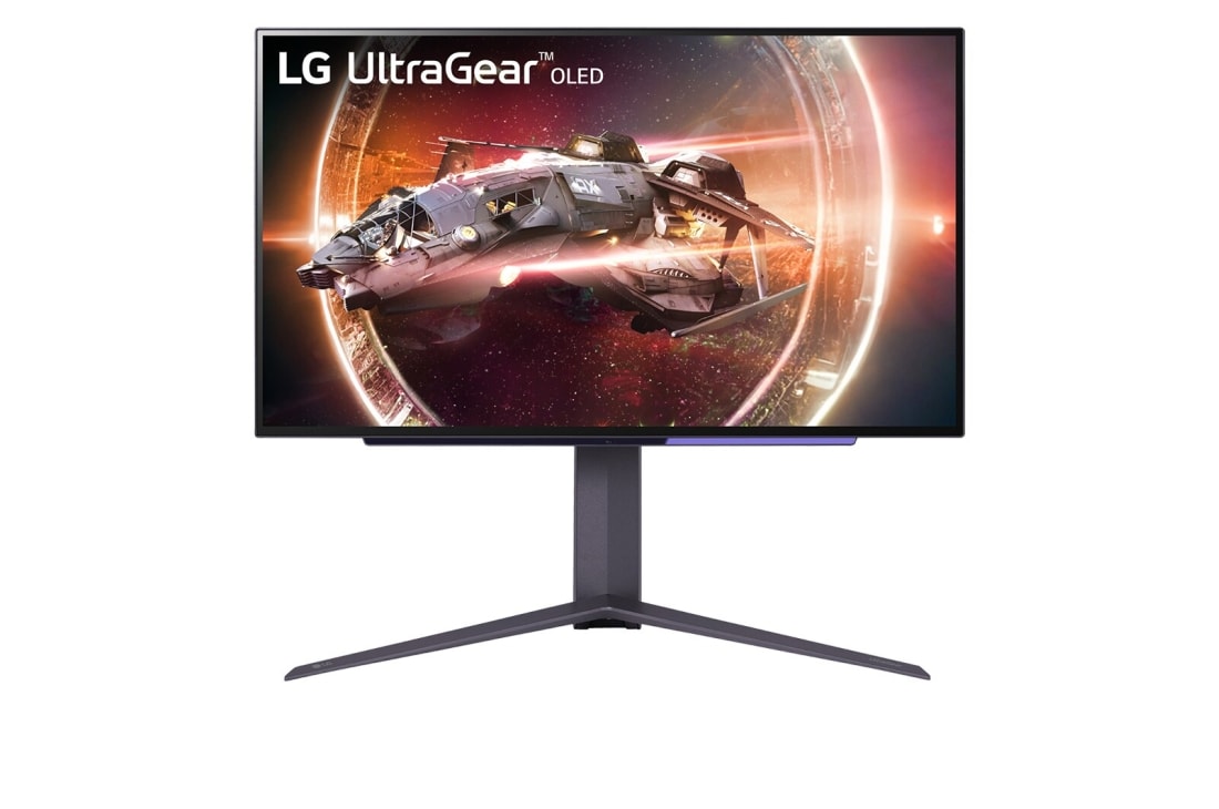 LG Monitor do gier UltraGear™ OLED o przekątnej 27” | HDR400 True black, 240 Hz, 0,03 ms (GtG), widok z przodu, 27GS95QE-B