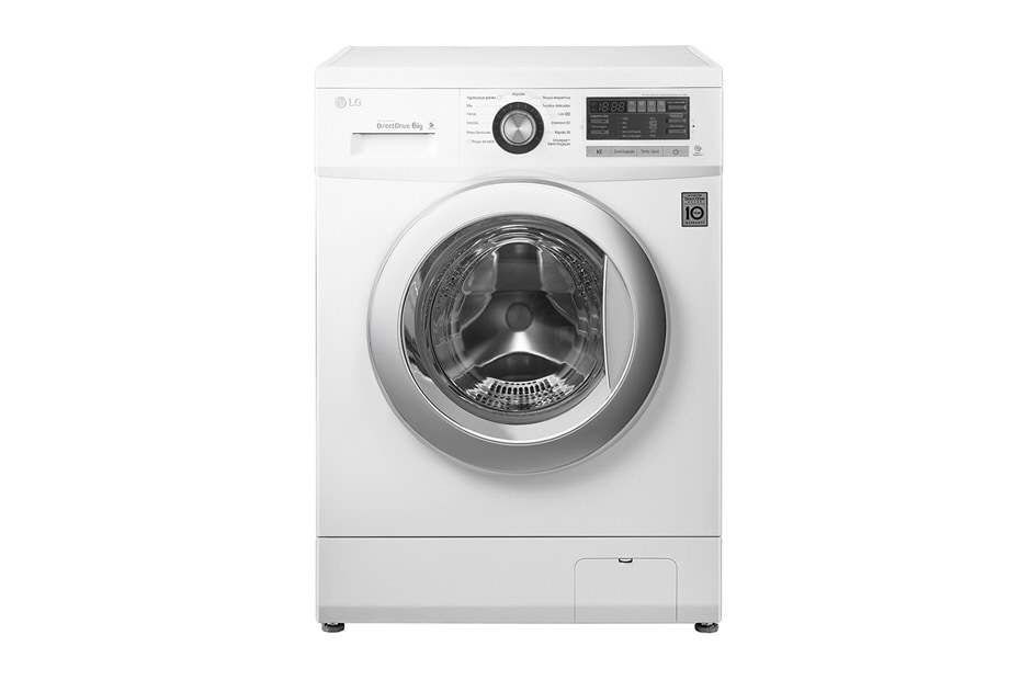 LG 6 kg, silnik Direct Drive z 10 letnią gwarancją, 6 motion, 1200 obr., Smart Diagnosis, 13 programów, F1296ND