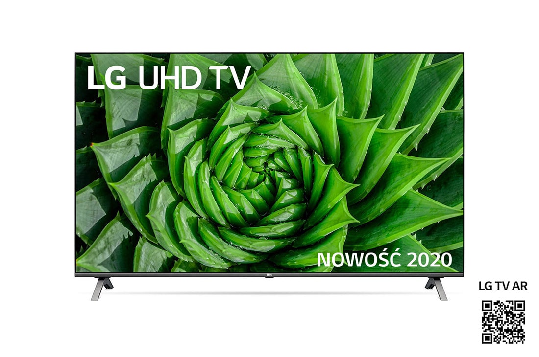 LG Telewizor LG 65” UHD 4K 2020 AI TV ze sztuczną inteligencją 65UN8000, widok z przodu z obrazem wypełniającym, 65UN80003LA