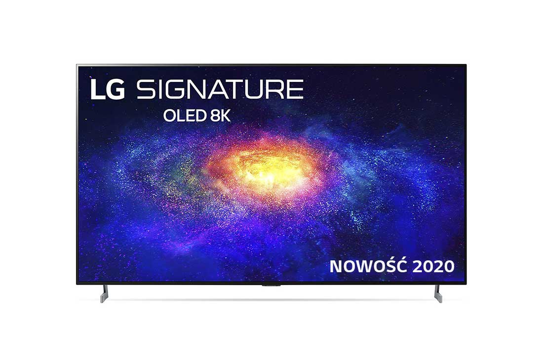 LG Telewizor LG 77” OLED 8K Cinema HDR AI TV ze sztuczną inteligencją, DVB-T2/HEVC, OLED77ZX, widok z przodu z obrazem wypełniającym, OLED77ZX9LA