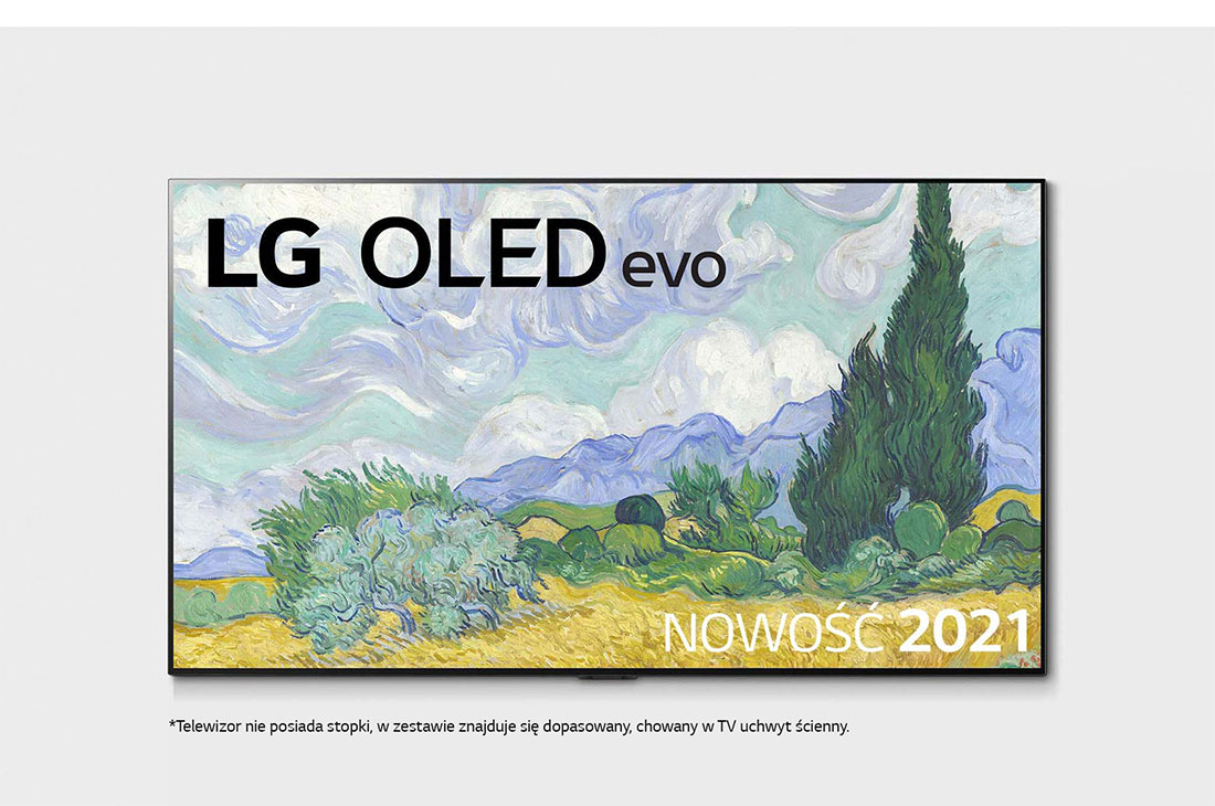 LG Telewizor LG 77” OLED Gallery 4K Cinema HDR AI TV ze sztuczną inteligencją, DVB-T2/HEVC, OLED77G1, widok z przodu, OLED77G13LA