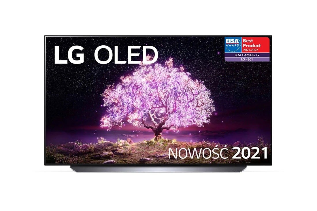 LG Telewizor LG 48” OLED 4K Cinema HDR AI TV ze sztuczną inteligencją, DVB-T2/HEVC, OLED48C1, widok z przodu, OLED48C11LB