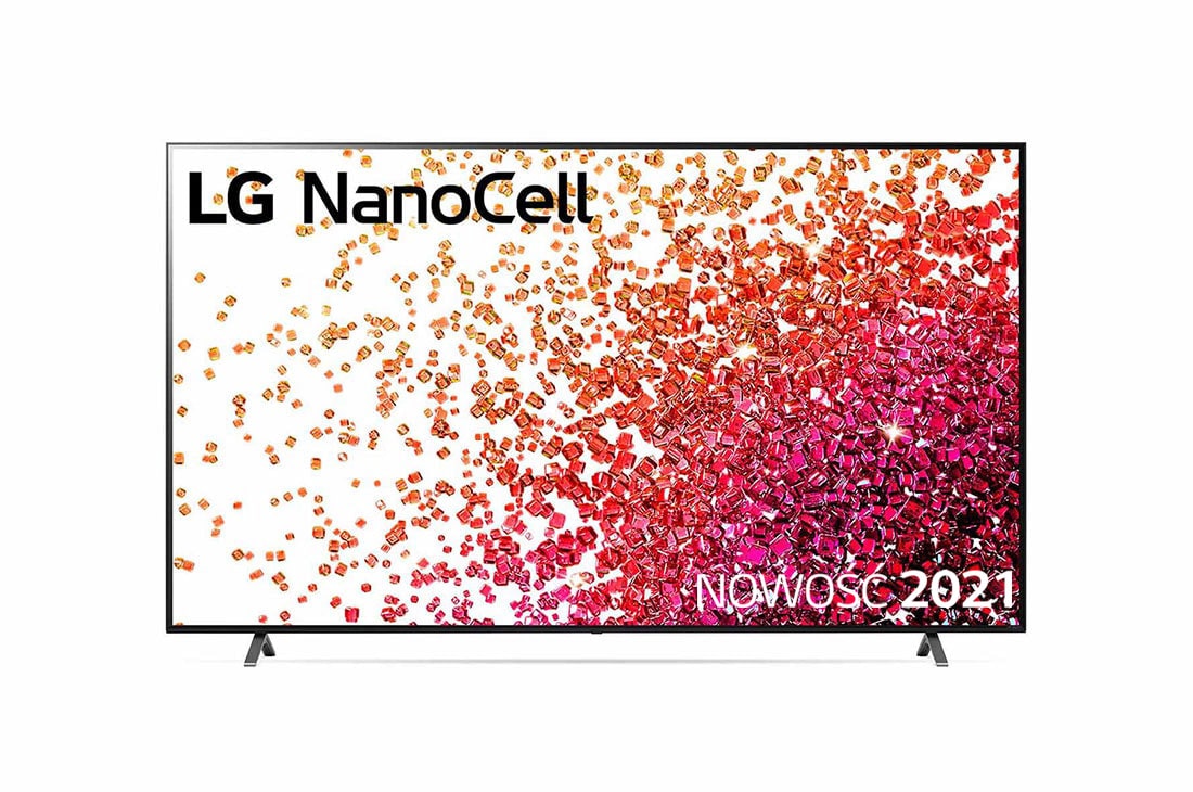 LG Telewizor LG 75” NanoCell 4K 2021 AI TV ze sztuczną inteligencją, DVB-T2/HEVC, 75NANO75, Widok z przodu telewizora LG NanoCell, 75NANO753PA