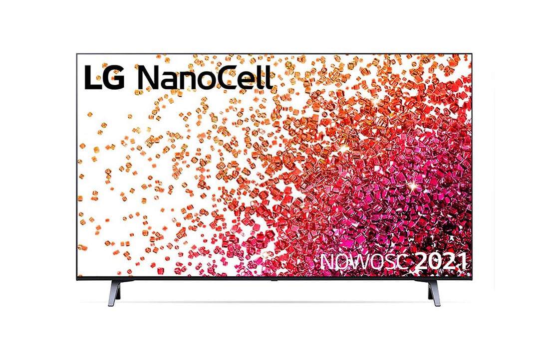 LG Telewizor LG 43” NanoCell 4K 2021 AI TV ze sztuczną inteligencją, DVB-T2/HEVC, 43NANO75, Widok z przodu telewizora LG NanoCell, 43NANO753PR