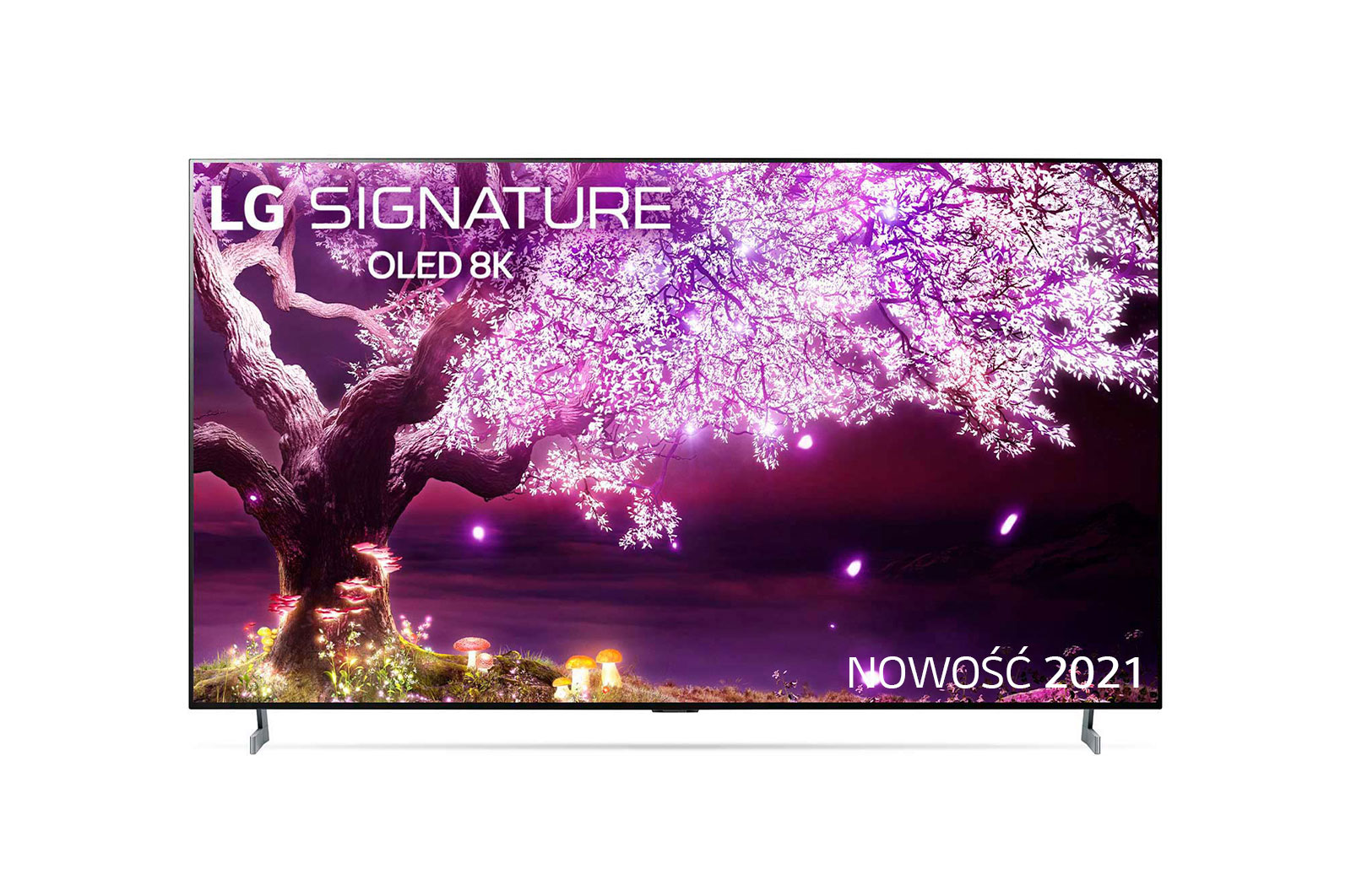 LG Telewizor LG 77” OLED 8K Cinema HDR AI TV ze sztuczną inteligencją, DVB-T2/HEVC, OLED77Z1, widok z przodu, OLED77Z19LA
